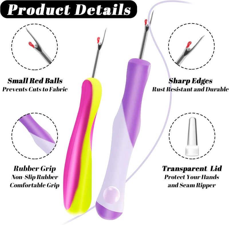Aecsze 2 PCS Seam Rippers, Rippers for Sewing and Thread,Remover Stitch Tool for Hand Sewing, Knitting, Cross Stitching, Embroidery and Thread Removal(Purple + Green) - Image 3